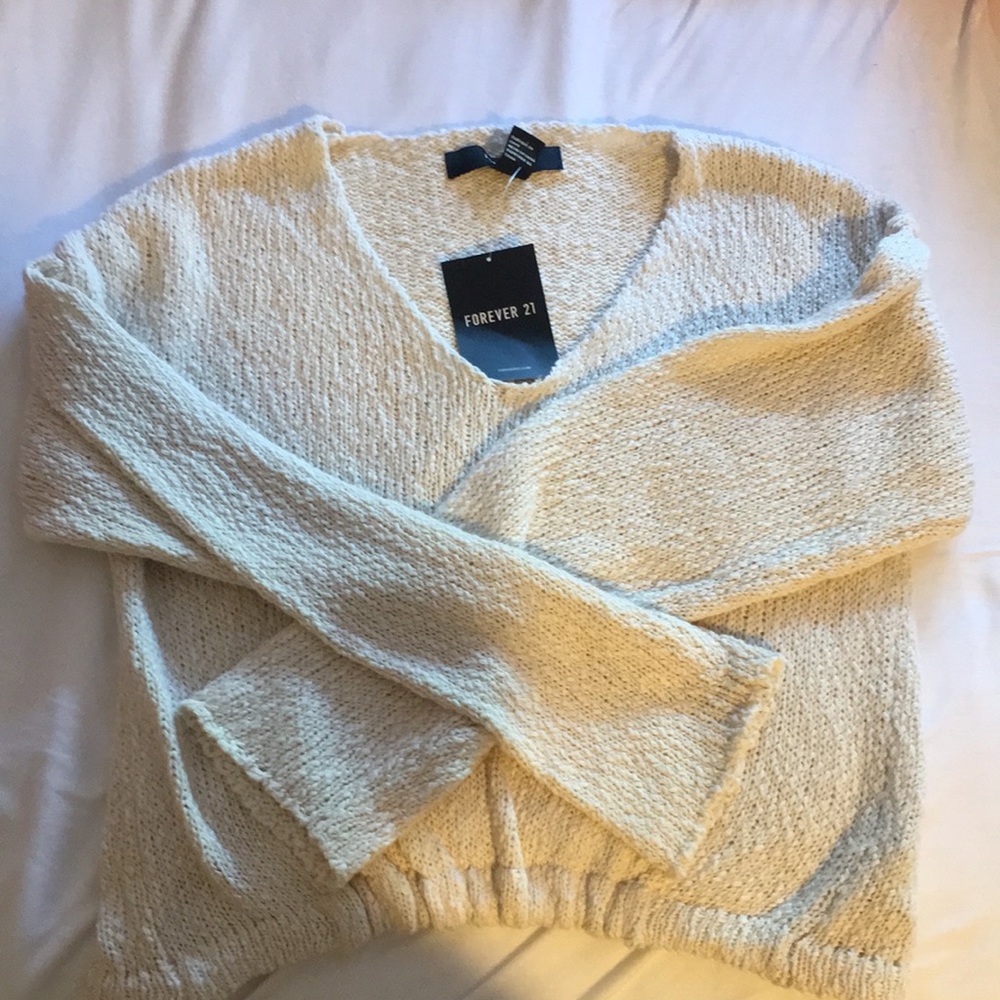 cream forever 21 cropped sweater